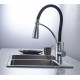 Смеситель кухонный Luxor Naomi Black Steel holder Praktik + светодиодная LED подсветка воды