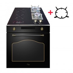 Комплект вбудовуваної техніки Luxor HB 978 Logic 60 BL Classico UNIQUE Ultra AN 3 скла   Газова поверхня RG 650 BGL KUP  Wok