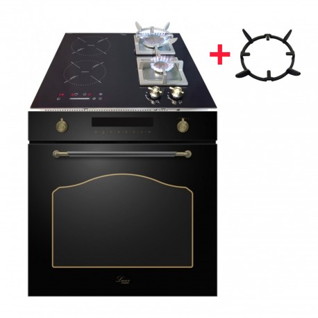 Комплект вбудовуваної техніки Luxor HB 978 Logic 60 BL Classico UNIQUE Ultra AN 3 скла   Газова поверхня RG 650 BGL KUP  Wok