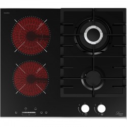 Комбінована газово-елекрична варильна панель Luxor GT 60 B Turbo SS Slider + подвійна електрична зона