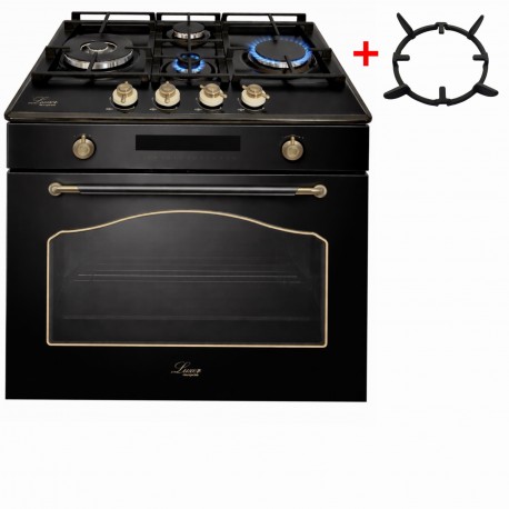 Комплект вбудовуваної техніки Luxor HB 978 Logic 60 BL Classico UNIQUE Ultra AN 3 скла Газова поверхня RG 650 BK KUP EM