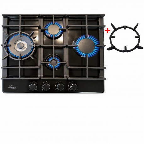 Варильна поверхня газова Luxor RG 650 BK SS EM з круглою підставкою для Wok